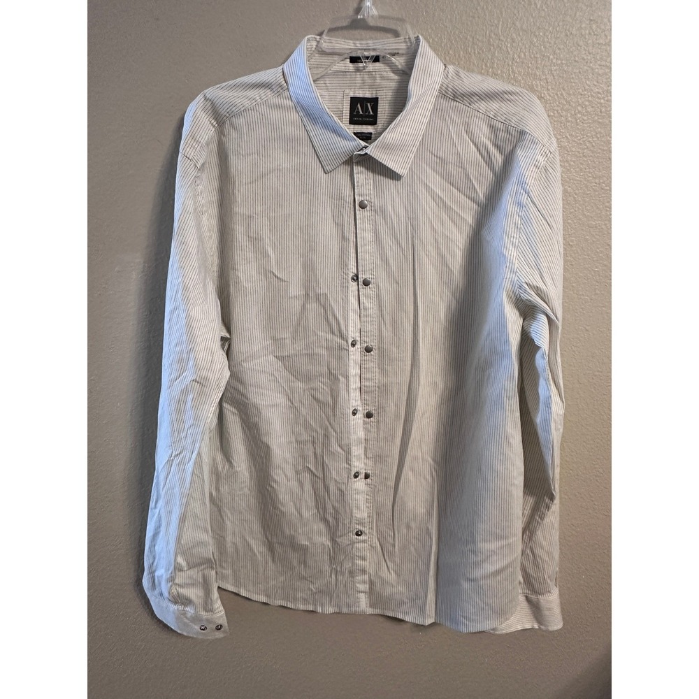 Armani Exchange AX Slim Fit Striped Long Sleeve Button Down Shirt Mens XL